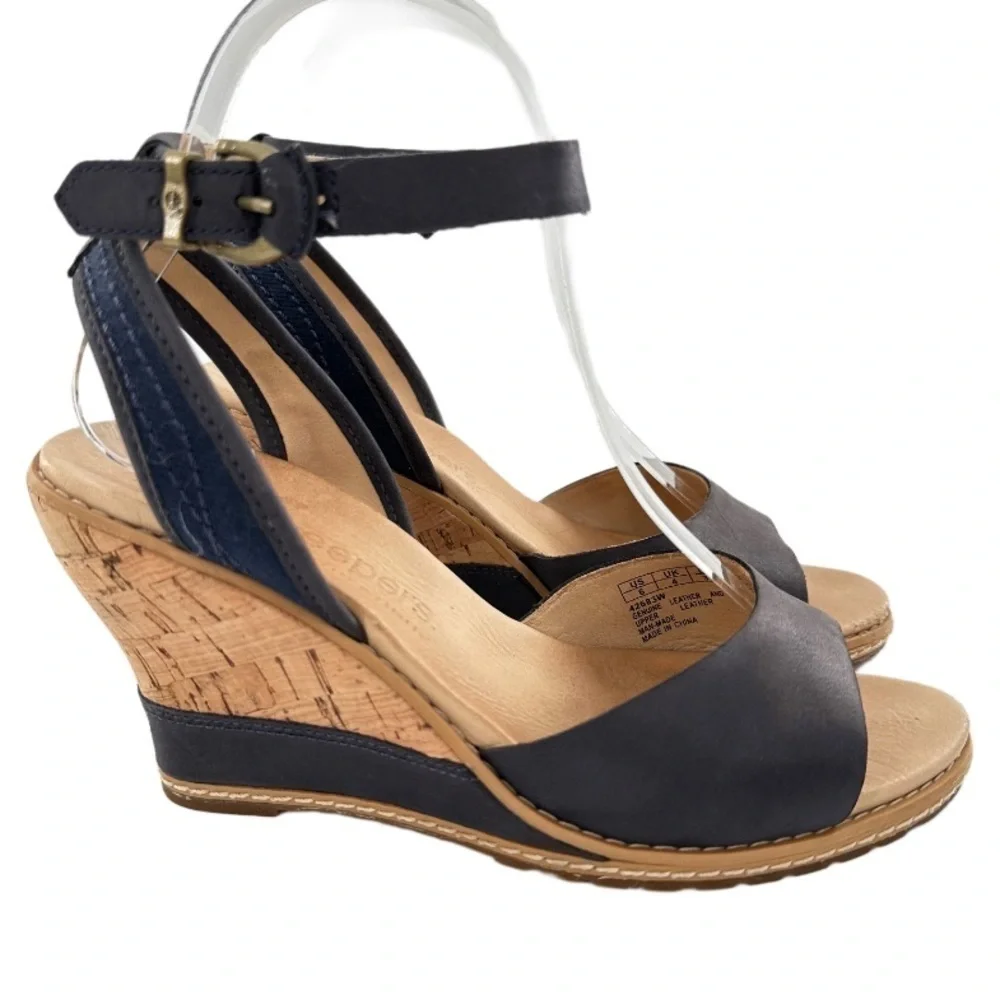 Timberland earth keepers sandals 6 37 navy blue nubuck leather walking wedges